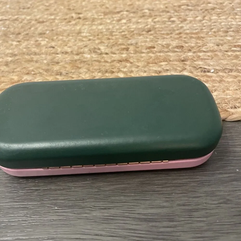 KATE SPADE HARD LARGE PINK GREEN CLAMSHELL CASE EYEGLASSES EYEGLASSES
